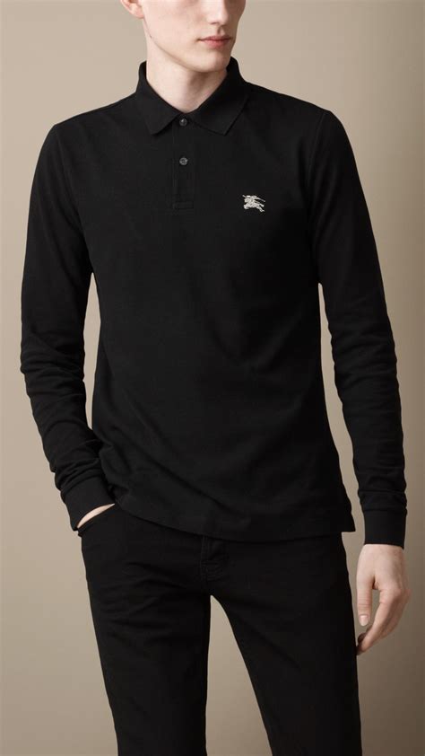 burberry brit polo black|Burberry long sleeve polo shirts.